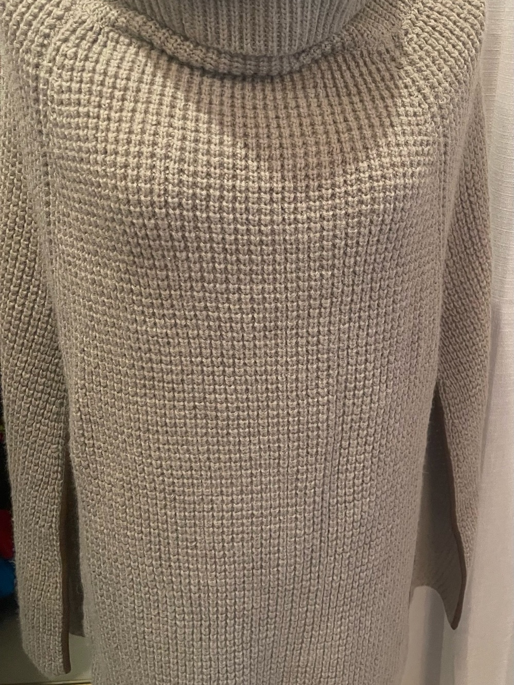 Ralph Lauren Taupe Waffle-Knit Cowl Neck Sweater